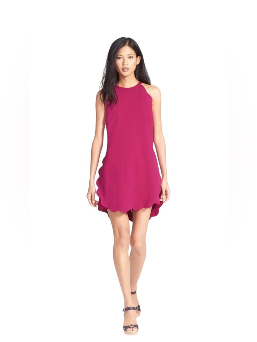 A.L.C. Magenta Scallop Hem Alexis Mini Dress size 4 (wedding guest, party/event) - Picture 2 of 9